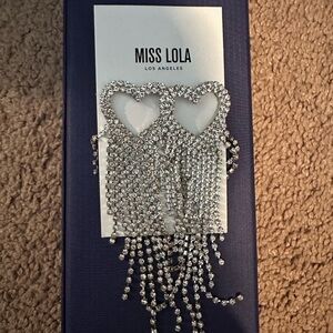 Miss Lola Silver Heart Fringe Earrings, new with tag !
